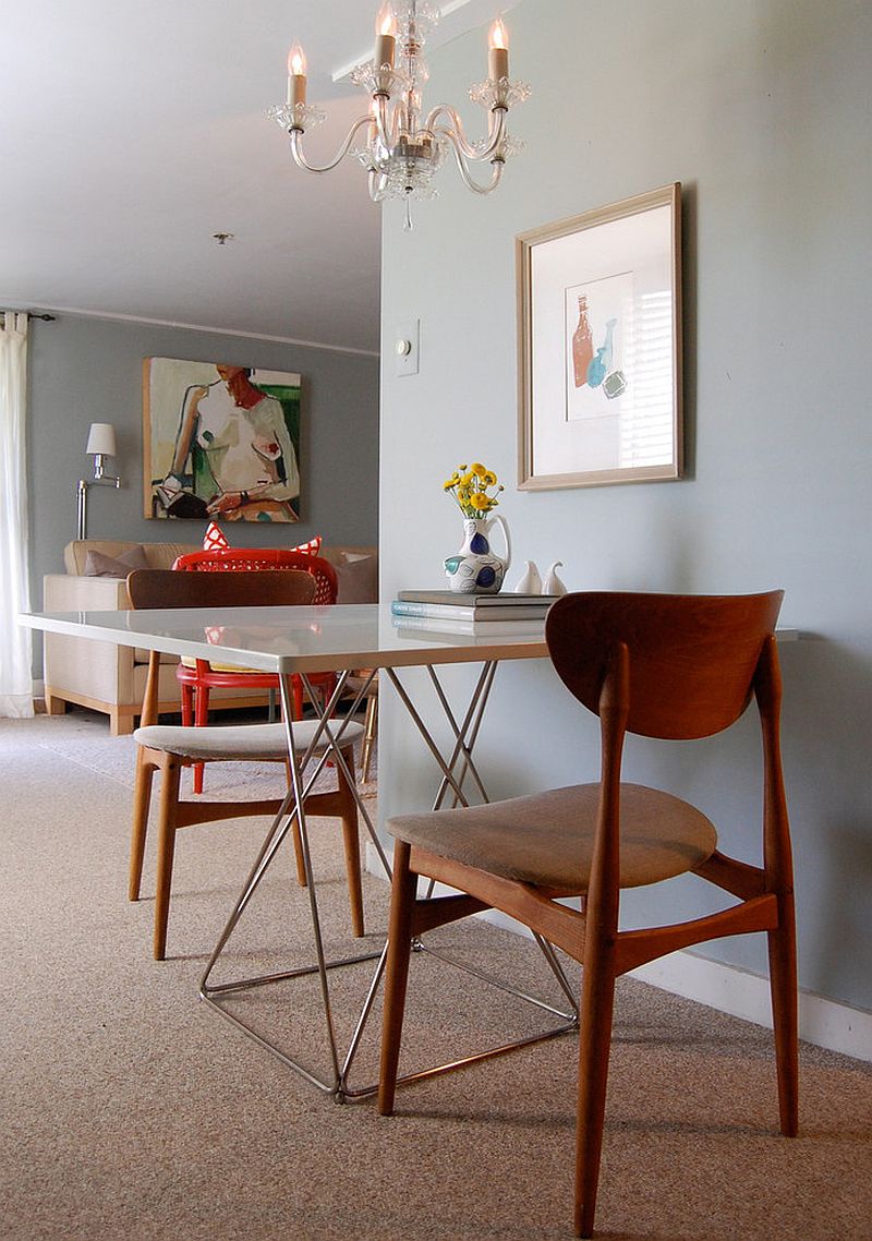 Small dining table with two online chairs