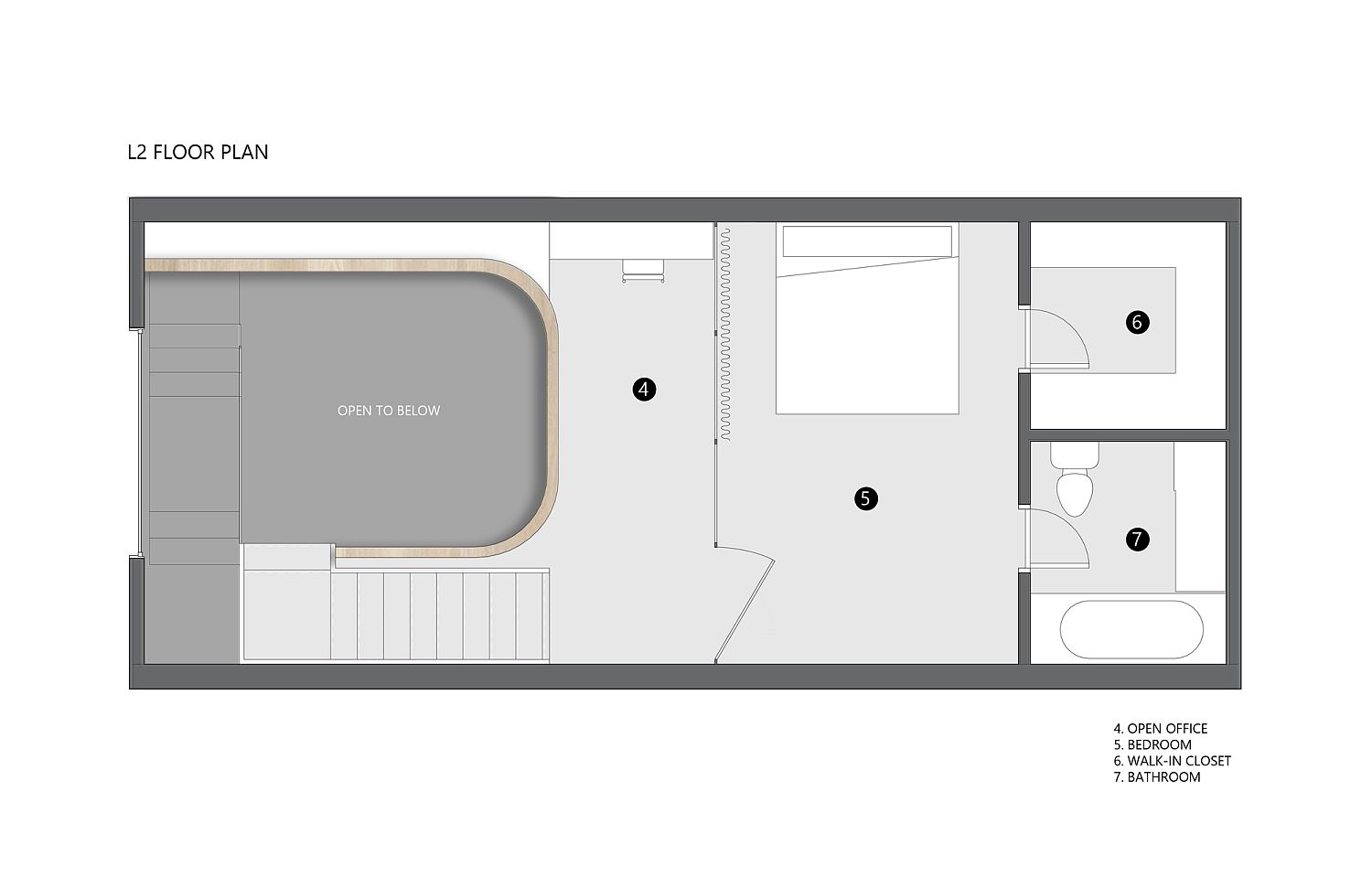 Upper-level-floor-plan-of-the-Pape-Loft-with-bedroom-and-home-office