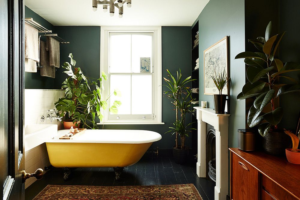 Use-plants-and-dark-backdrop-to-bring-a-more-sophisticated-look-to-the-bathroom