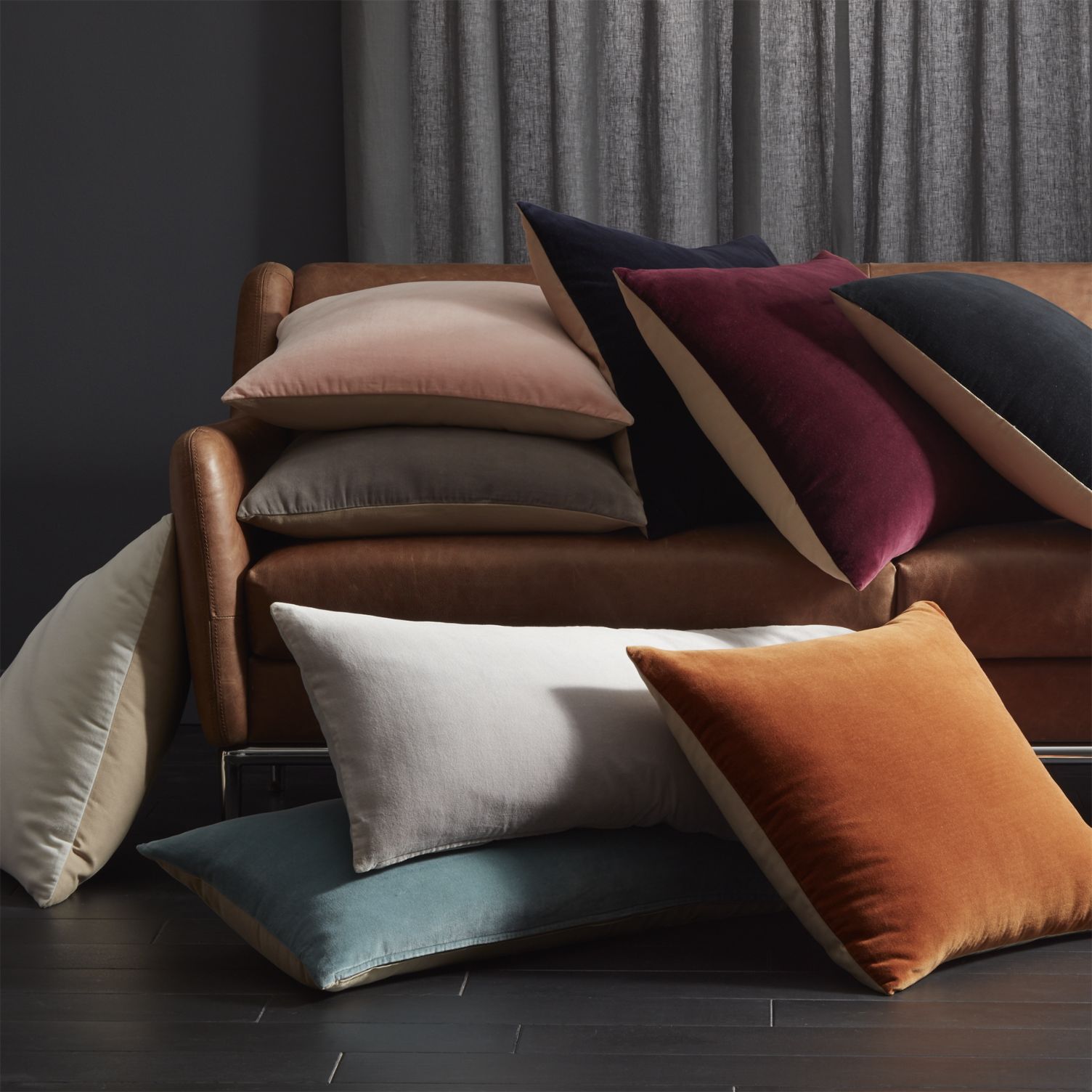 Velvet pillows from CB2