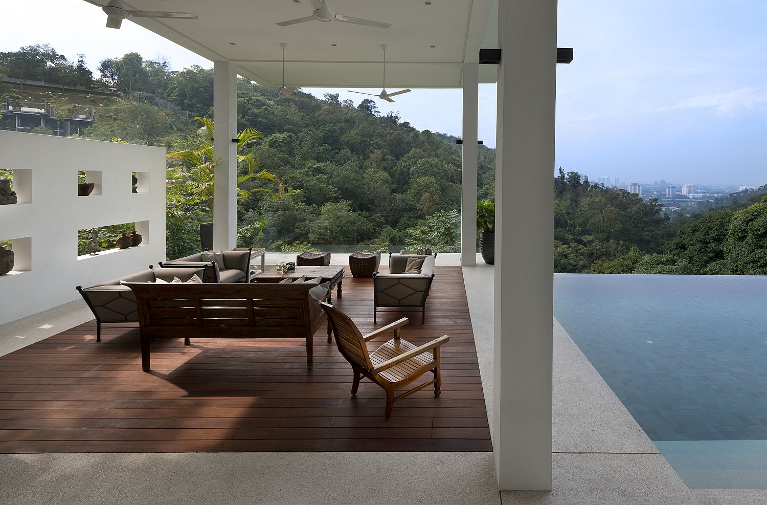 View-of-the-forest-along-with-the-distant-city-from-the-pool