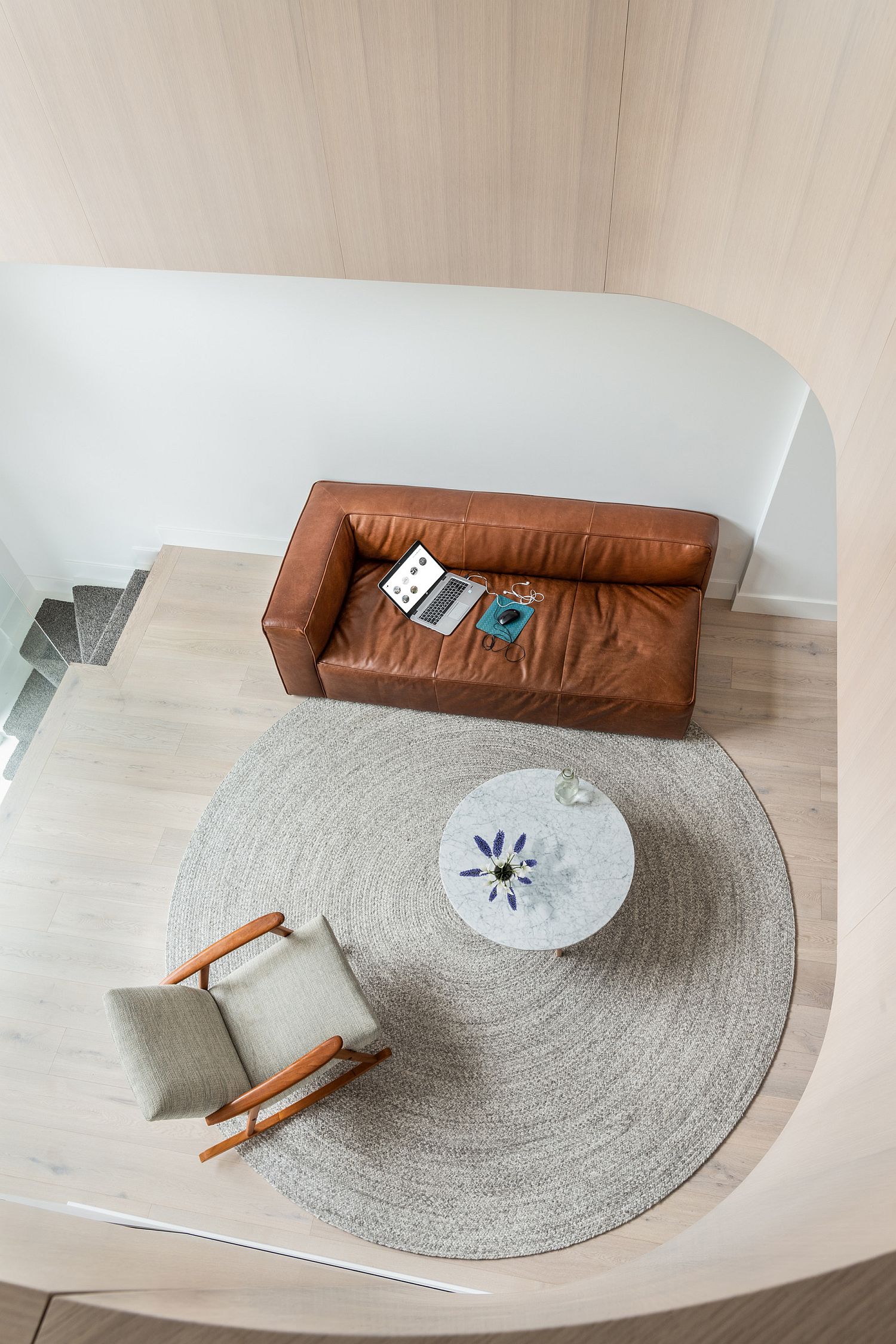 View of the living area from the master bedroom level