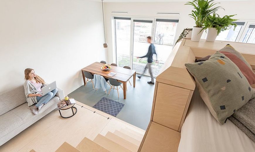 45 sqm Apartment in Amsterdam with Space-Savvy Birch and Corian Interiors