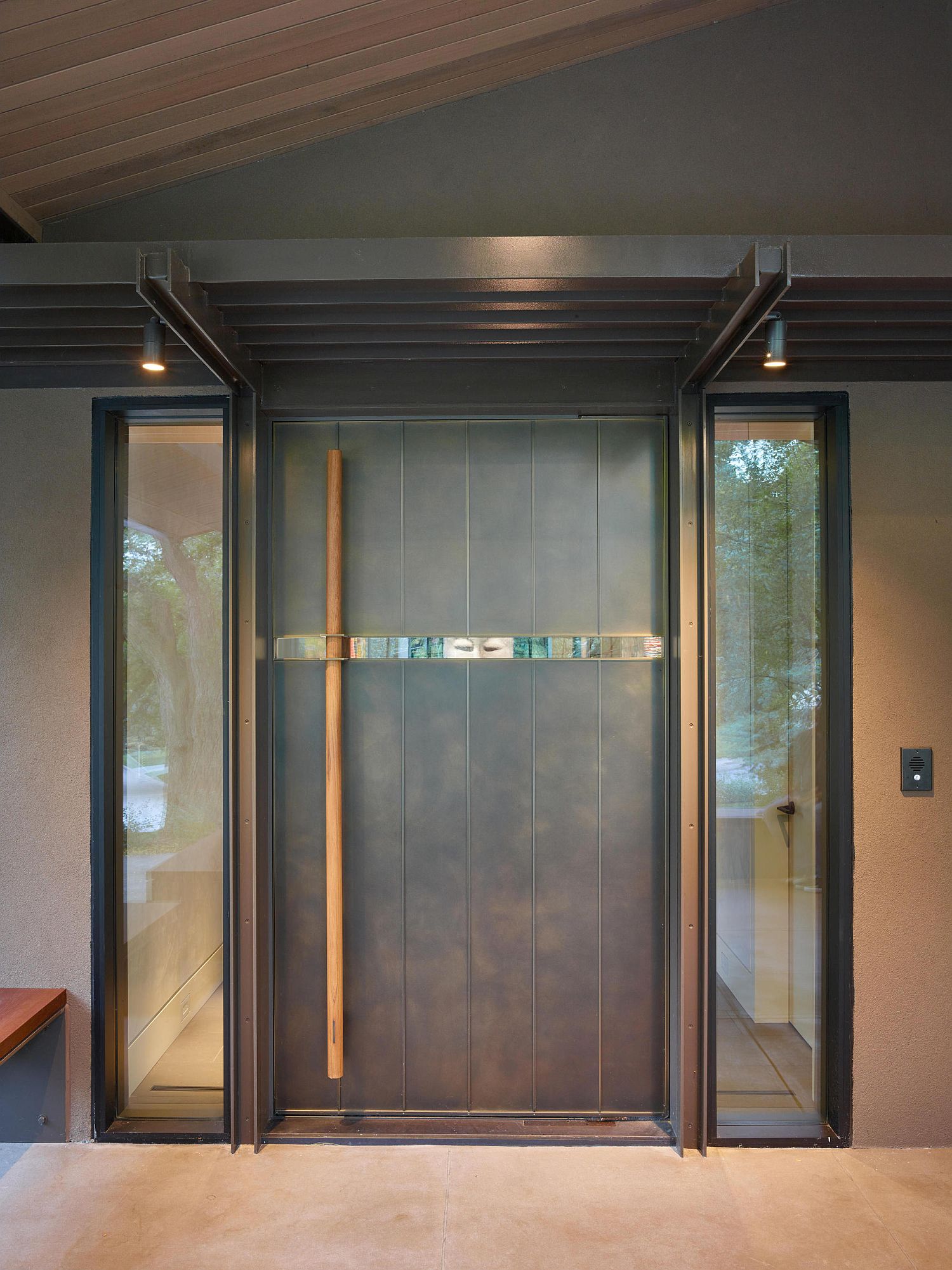 Entrance of the house is both private and yet welcomes nature inside