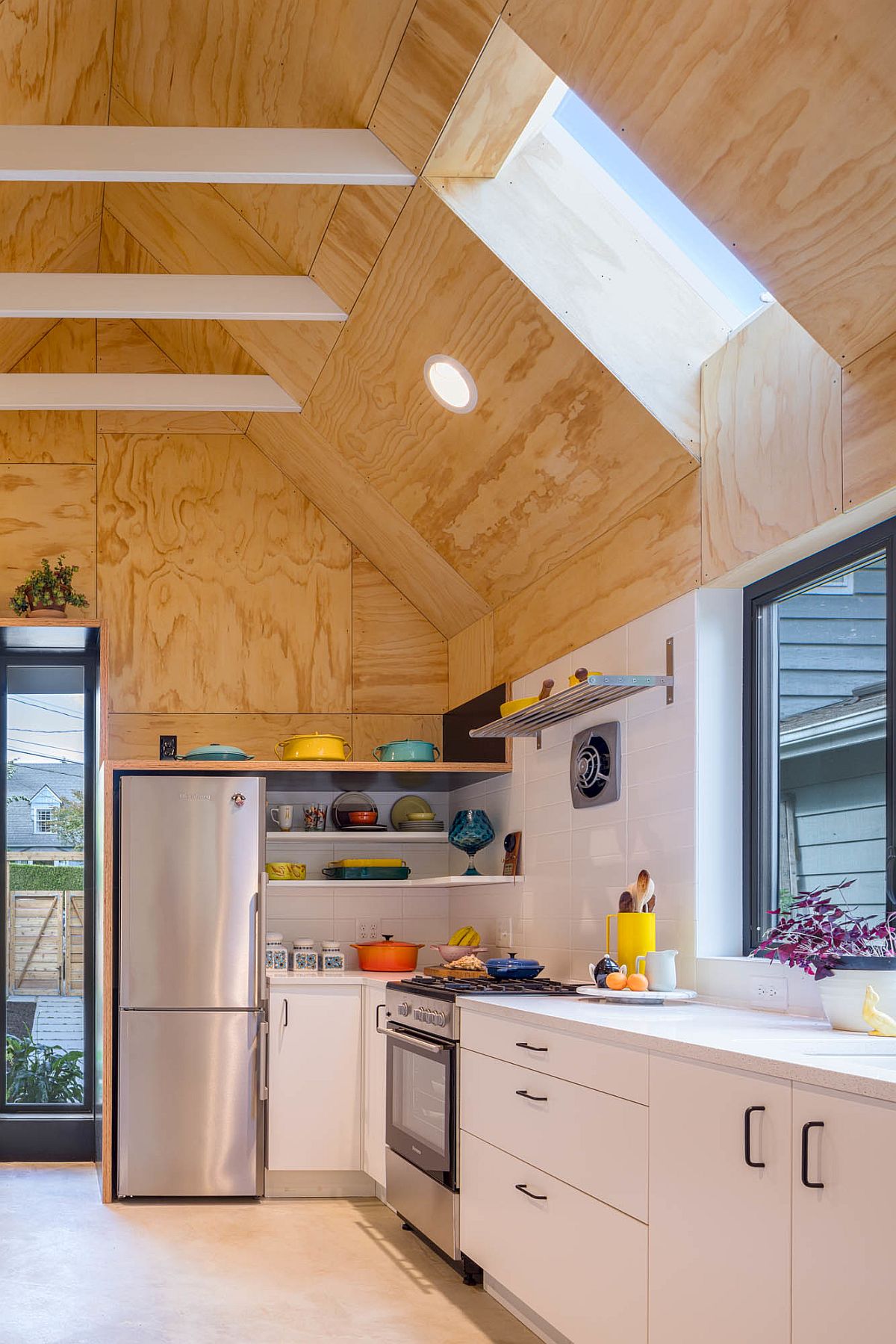 High ceiling and spacious living area of the small home