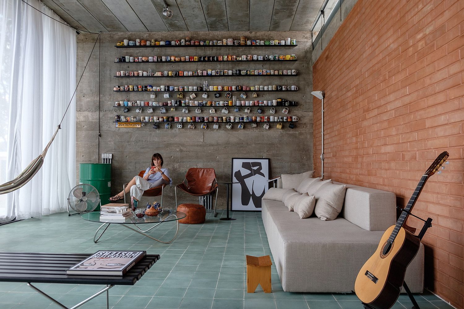 Red Brick, Concrete and a World of Mugs: Eclectic Brazilian Home Wows!