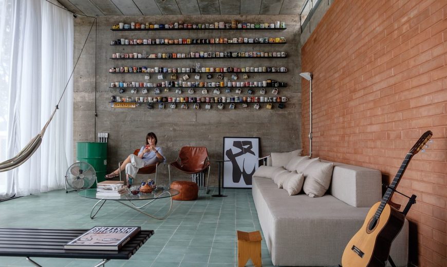 Red Brick, Concrete and a World of Mugs: Eclectic Brazilian Home Wows!
