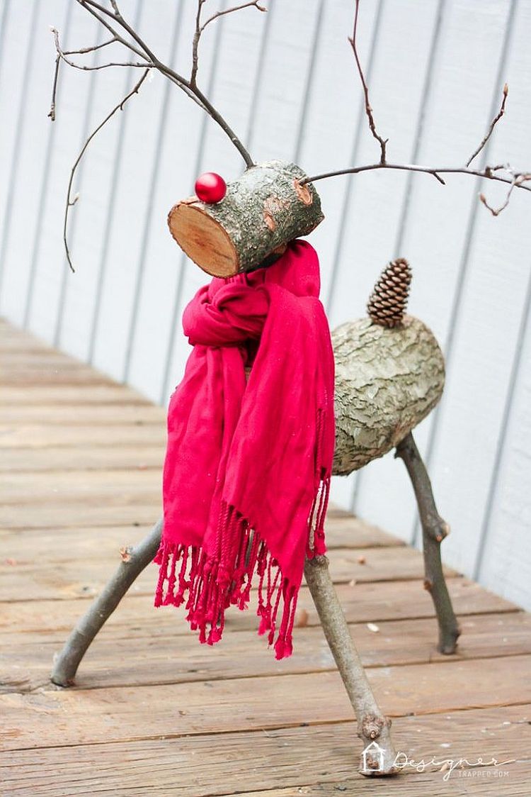 Rustic Log Reindeer DIY captures the magic of holidays in the mountain cabin