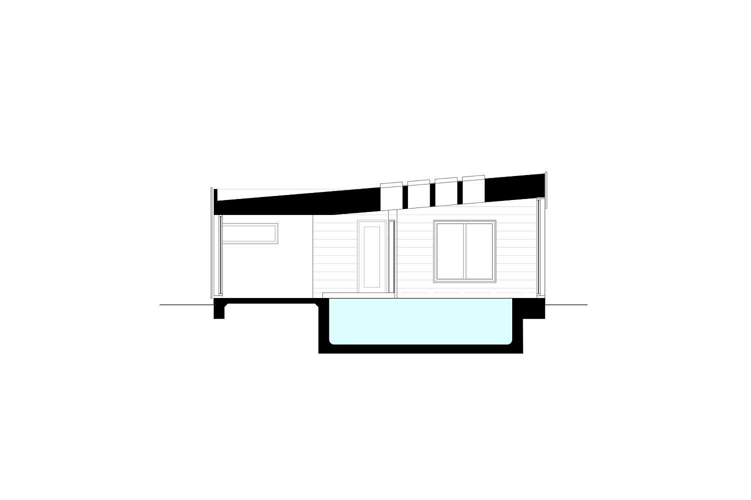 Sectional view of the pool house