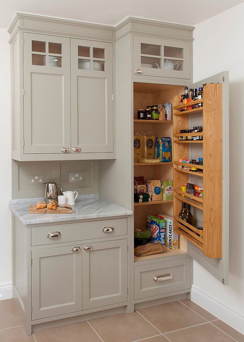 Traditional Kitchen Cabinet With Pantry Built Into It 