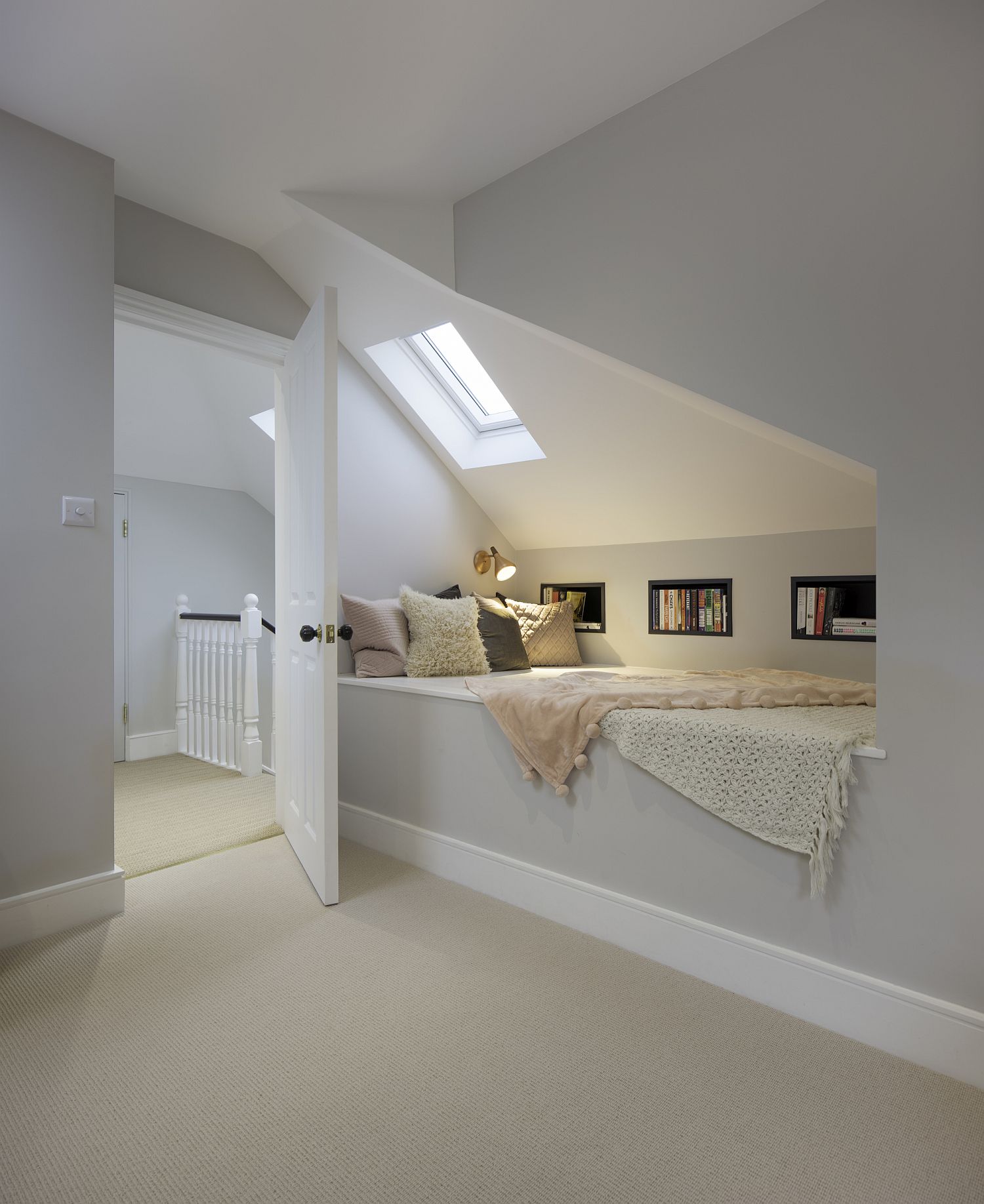 Upper level bedroom and attic reading nook