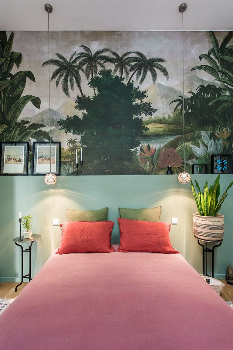 Спальня в современном стиле тропики