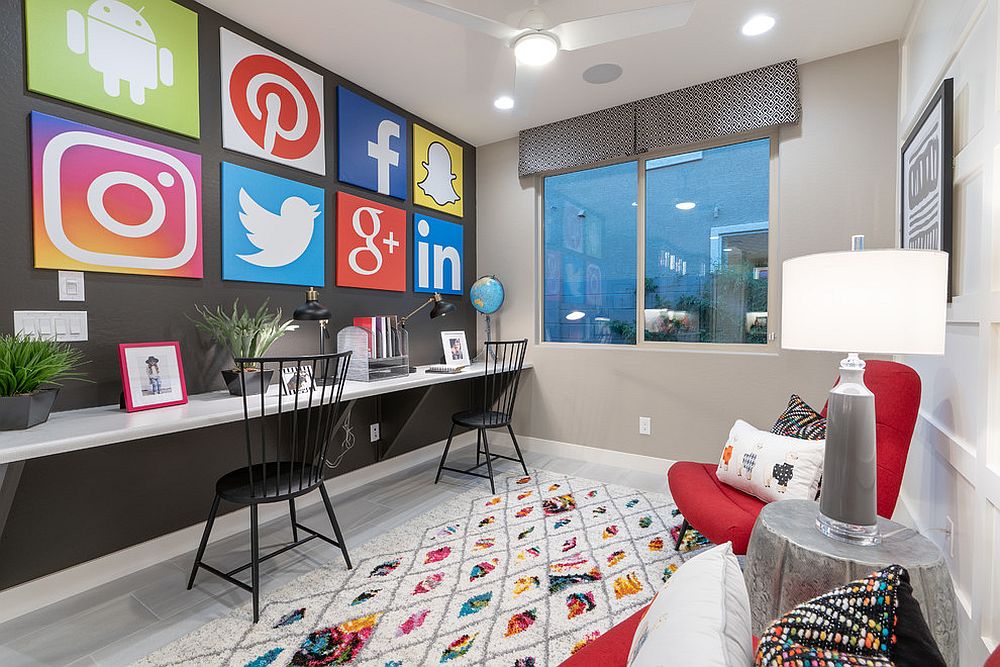 Gray-home-office-wall-art-inspired-by-social-media