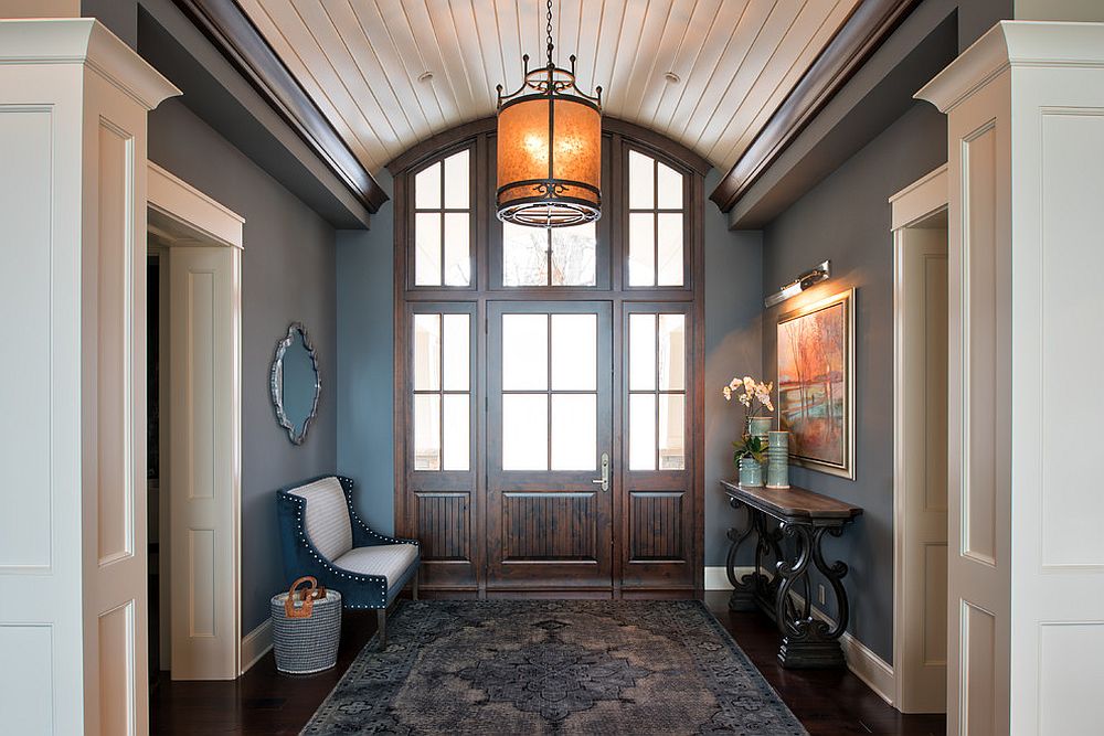 Gray used beautifully in the spacious traditional entry