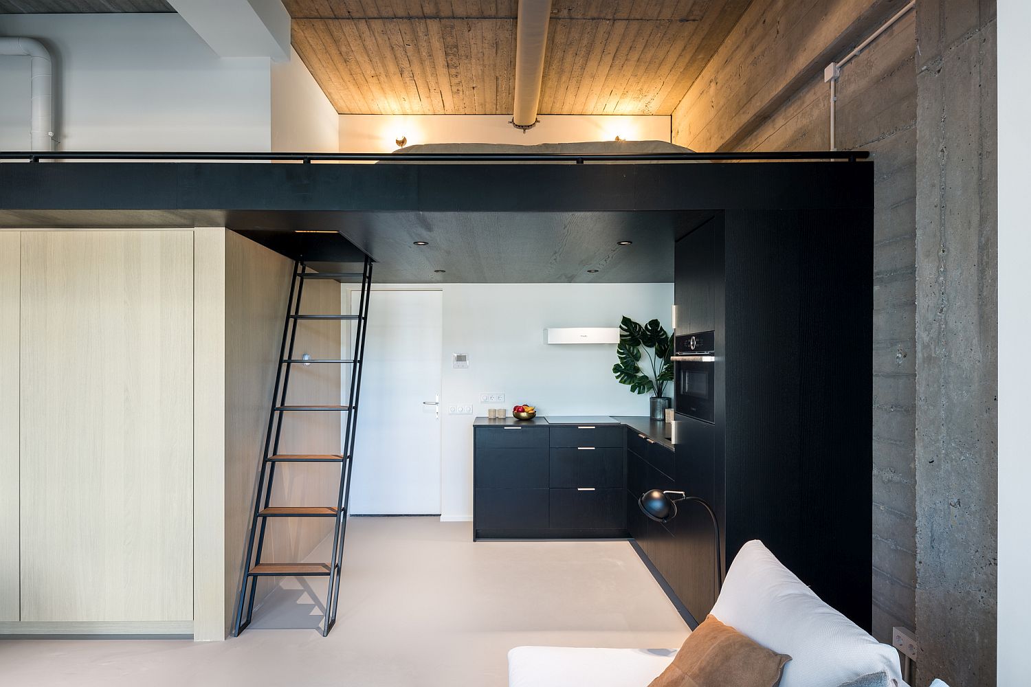 Loft level bedroom for the space-savvy apartment