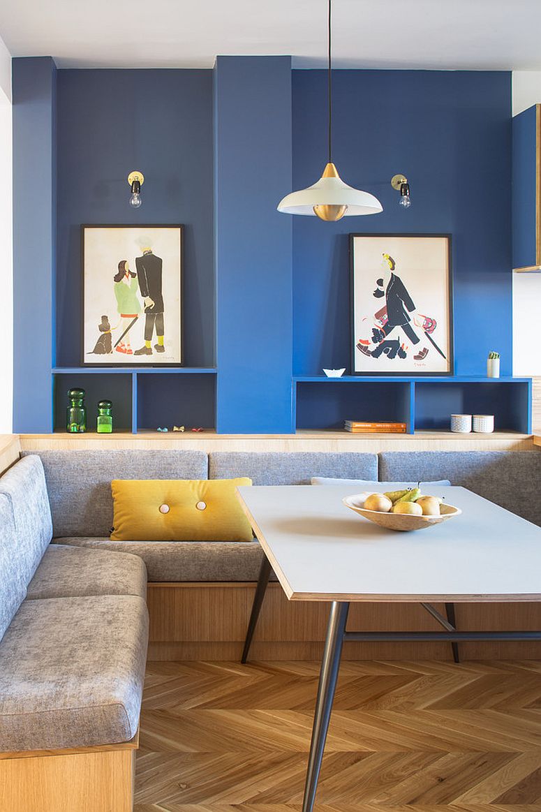 Minimal white and brass pendant for the contemporary dining area