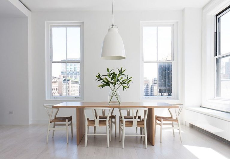 white pendant light dining room