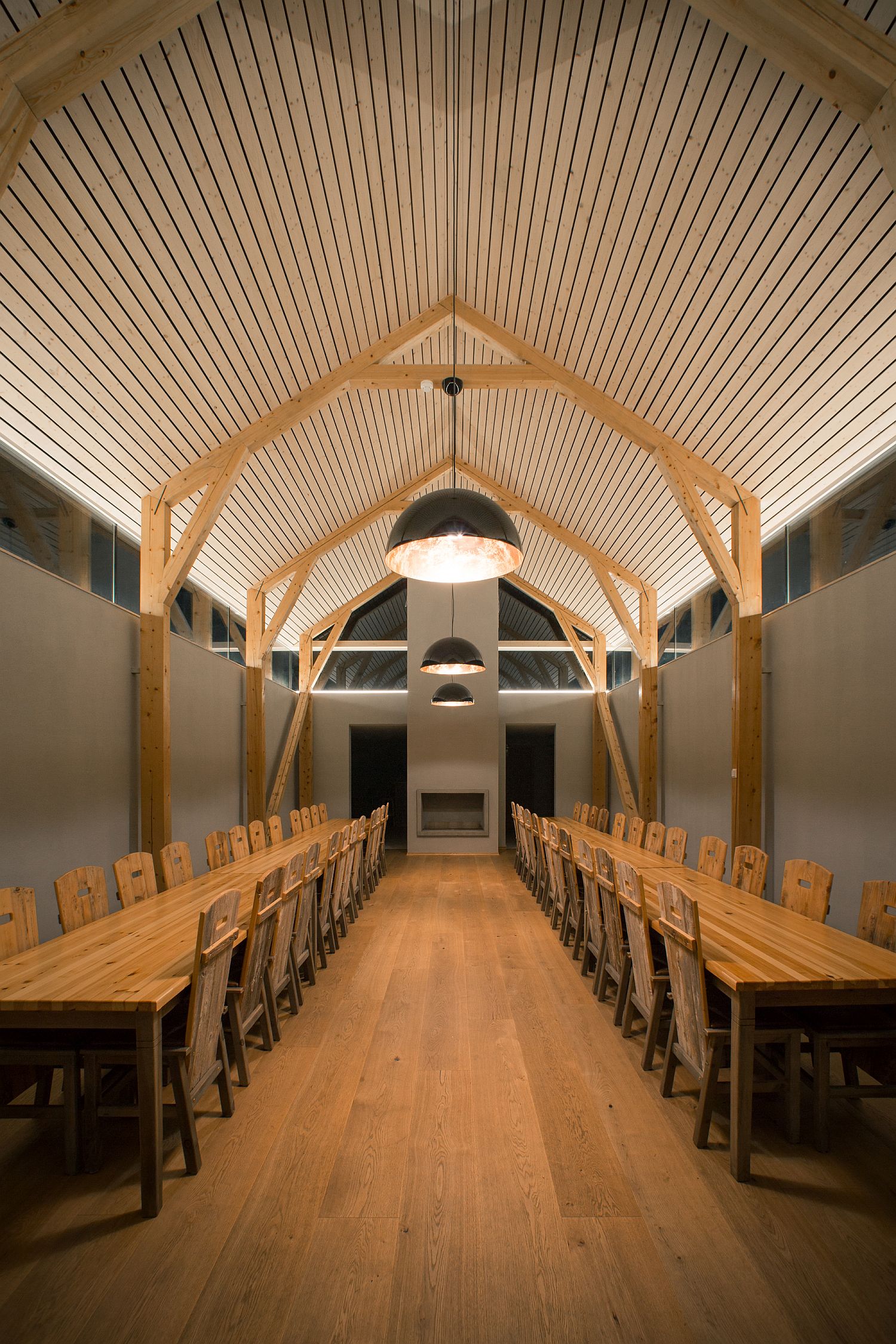 Pendnat lighting makes a big impact inside the distillery