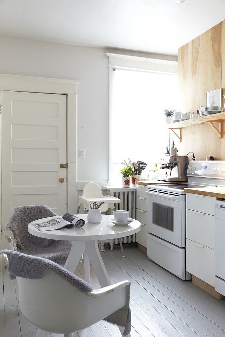 Scandinavian style kitchen in white and wood