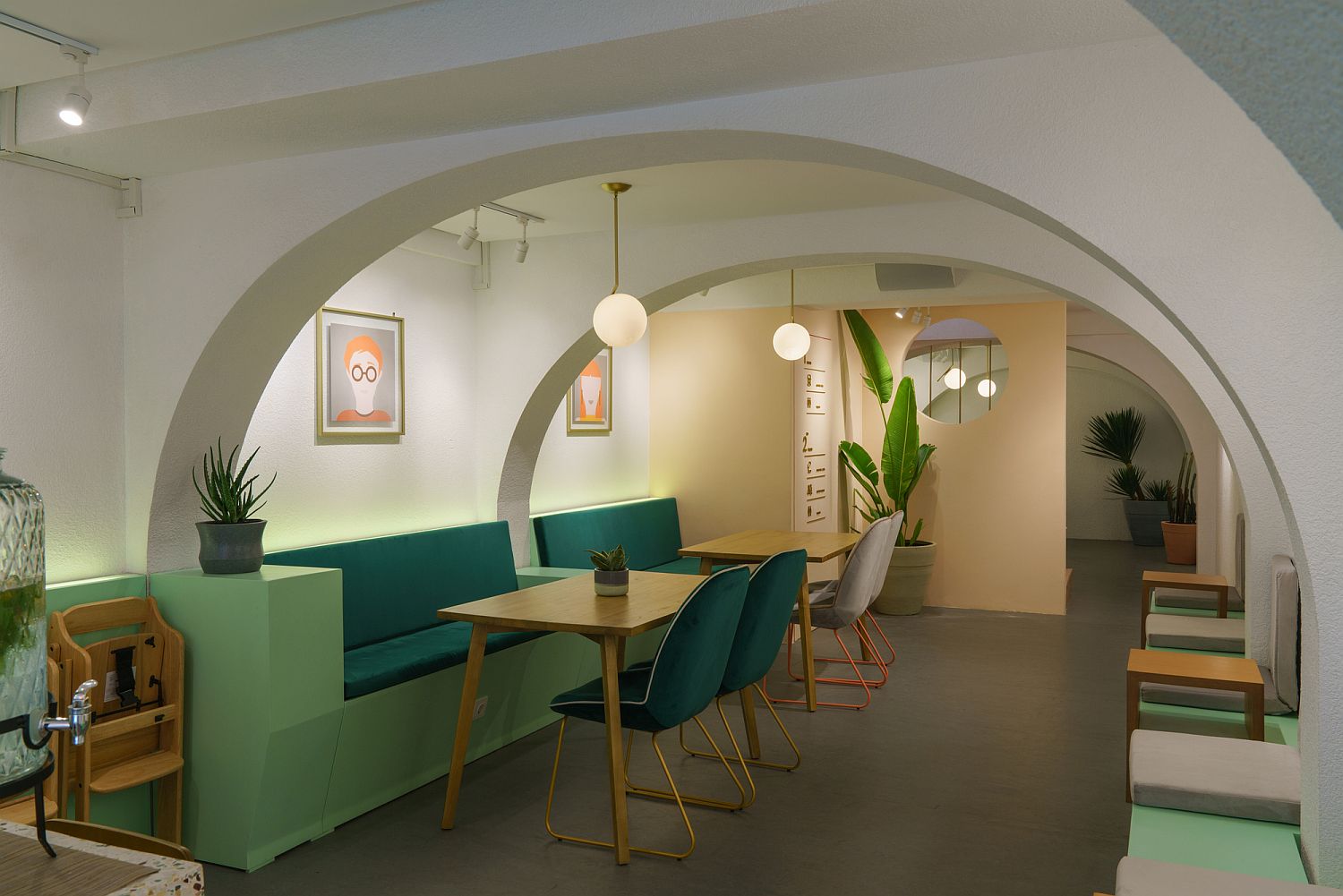 Series of arches gives the cafe interior a unique and classic appeal