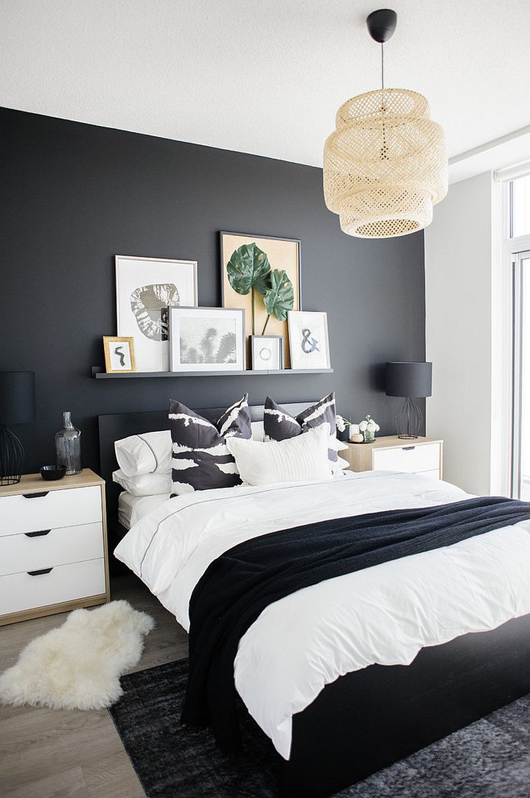 Dark And Dramatic Give Your Bedroom A Glam Makeover With Black Accent Wall