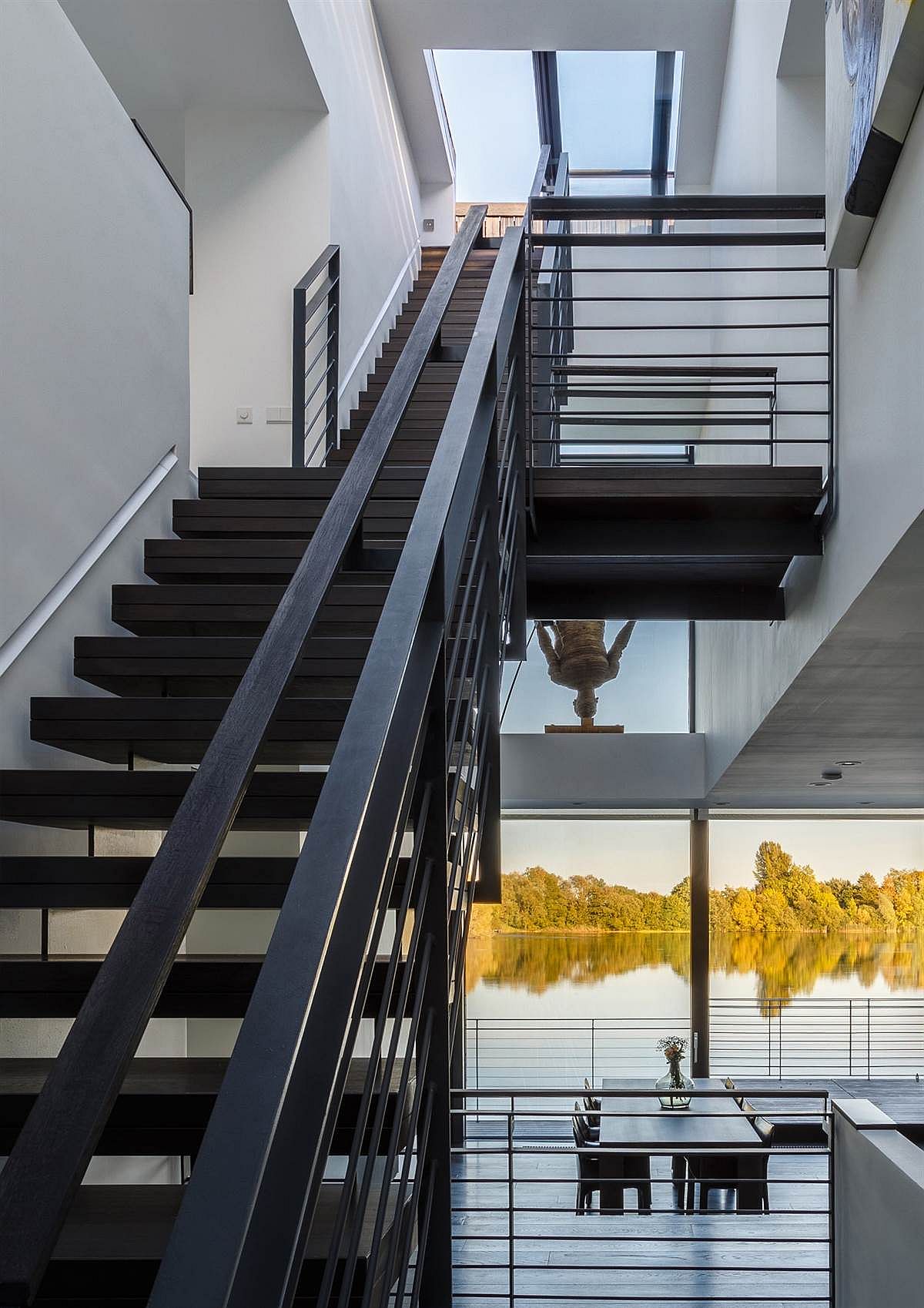 Staircase connects the different levels of villa with ease