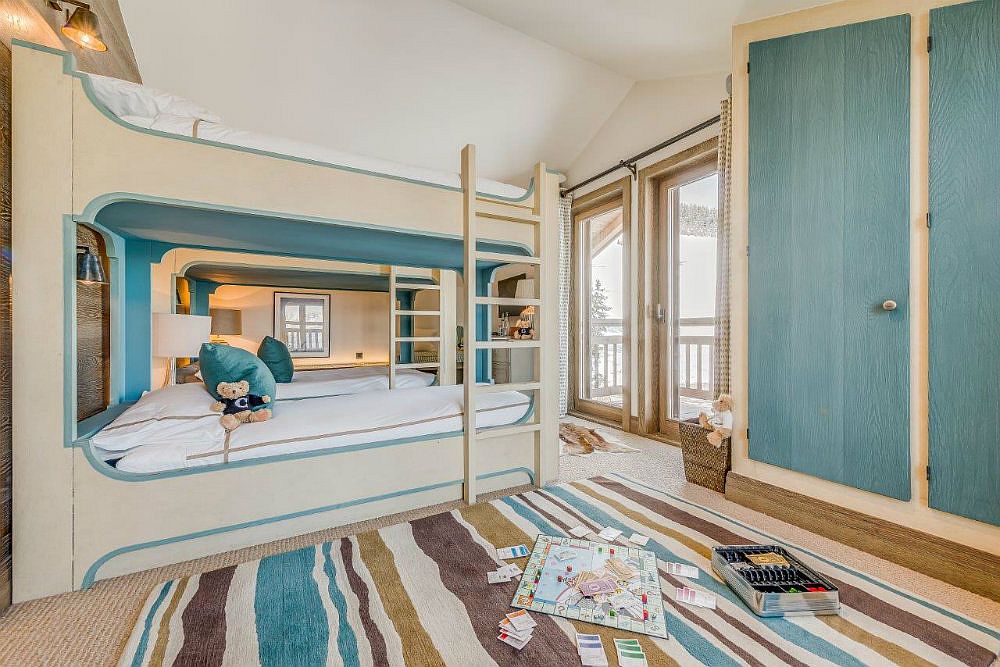 Vivacious and beautiful bunk bed for kids inside the luxury alpine chalet