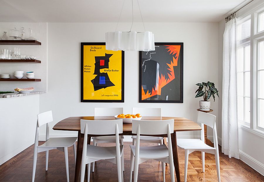 Wavy pendant light for the bright dining room in white