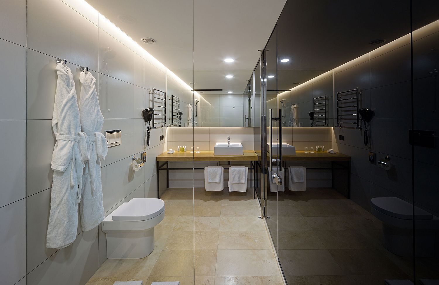 White and black contemporary bathroom inside the Guest Houses