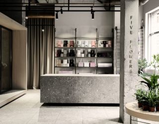 Five Flowers: Gray and Minimal Industrial Store Showcases Delicate Flora