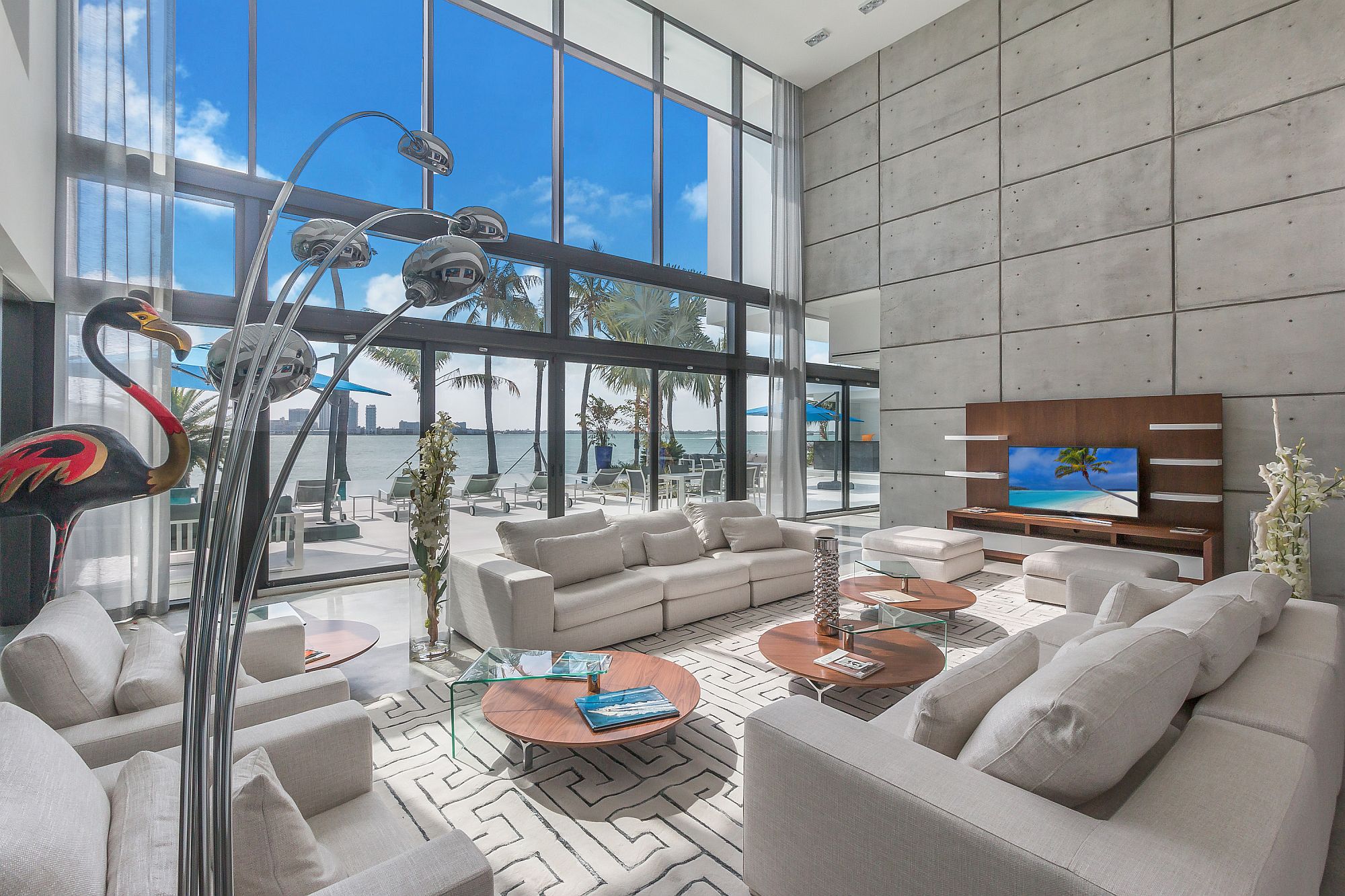 Expansive living room with Bay views