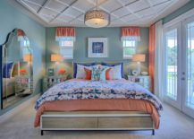 Fabulous-craftsman-style-bedroom-in-Chicago-home-with-white-and-coral-drapes-217x155