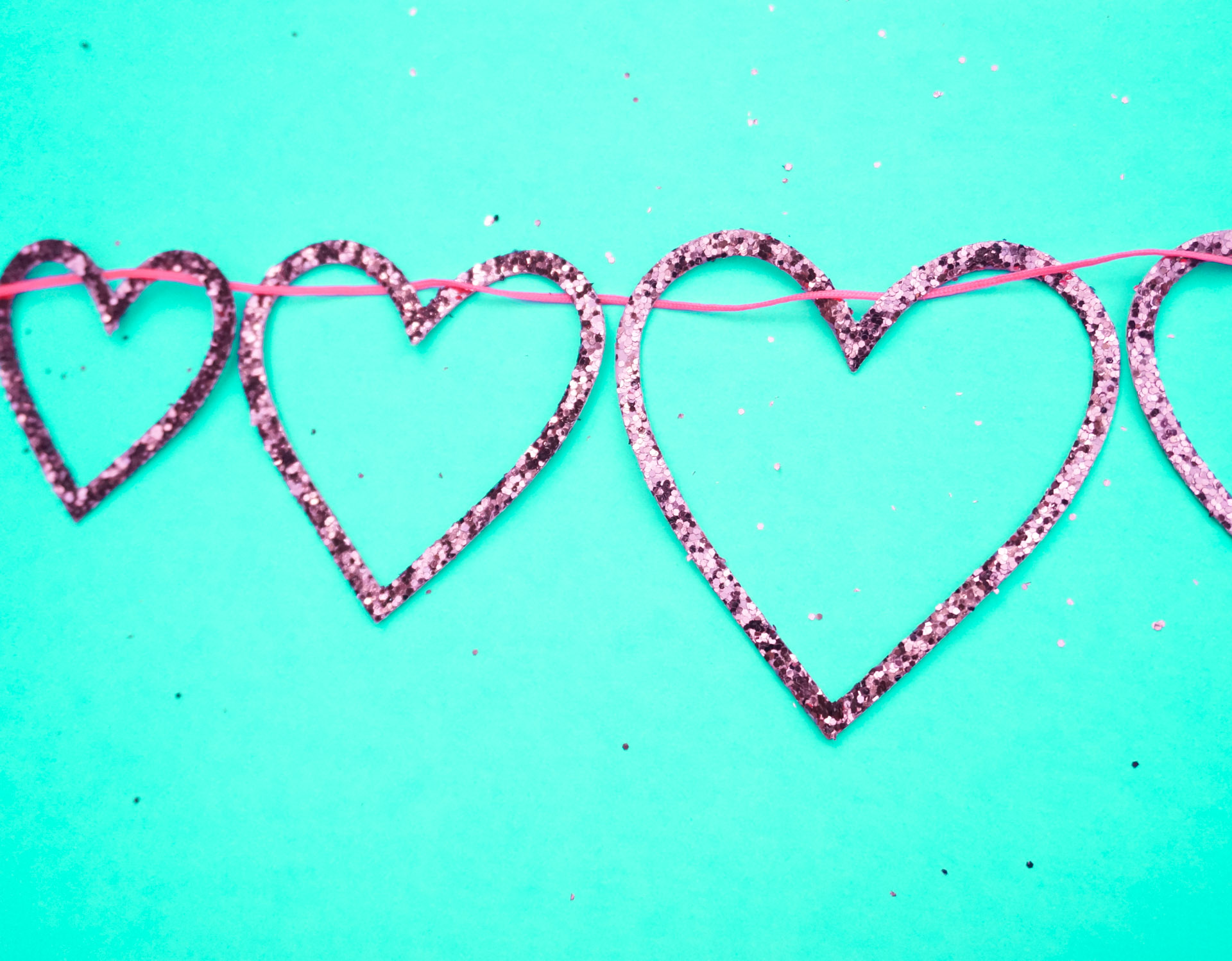 Glittering pink heart garland from Meri Meri