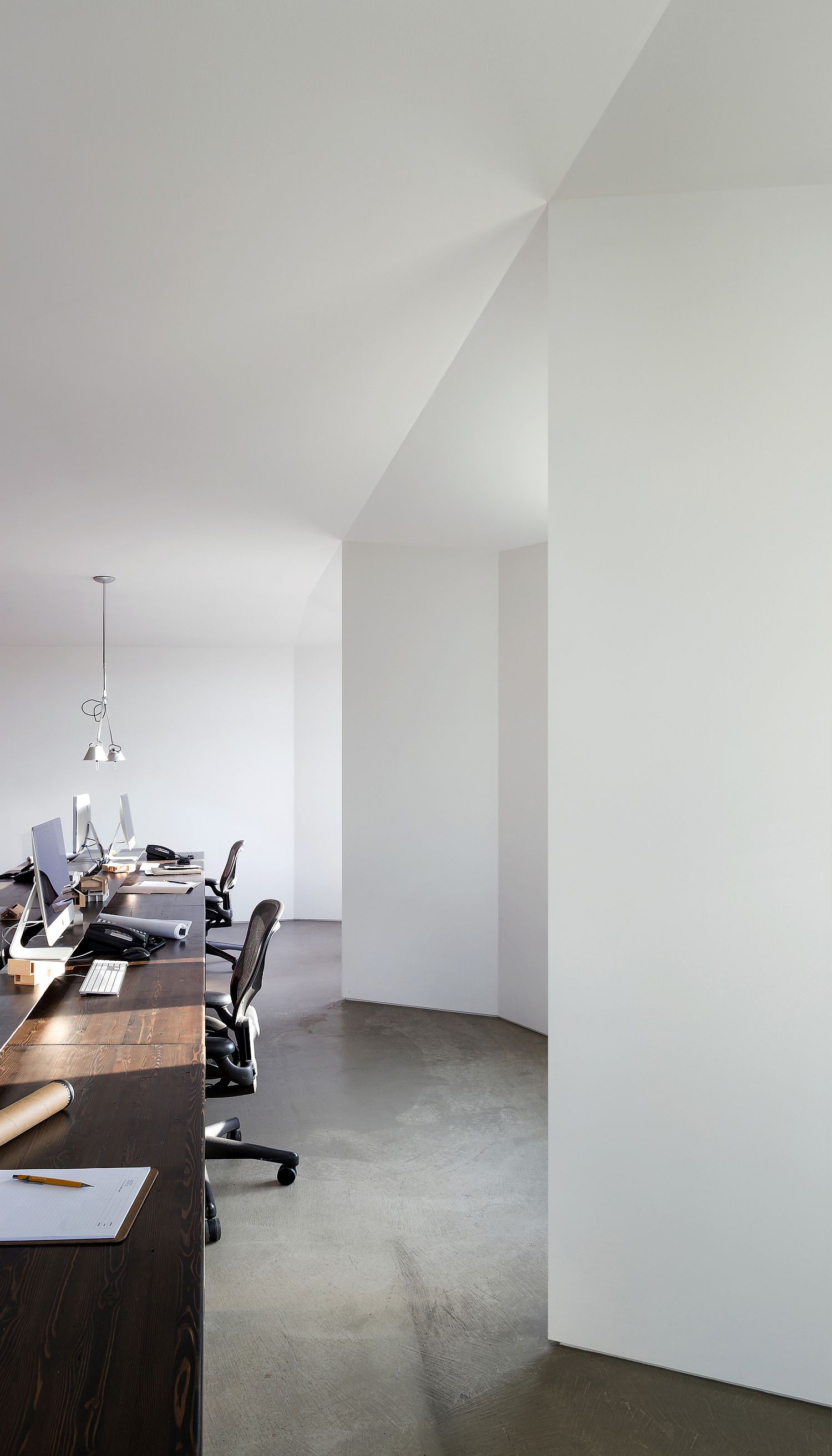 Light-filled and contemporary office space with white backdrop