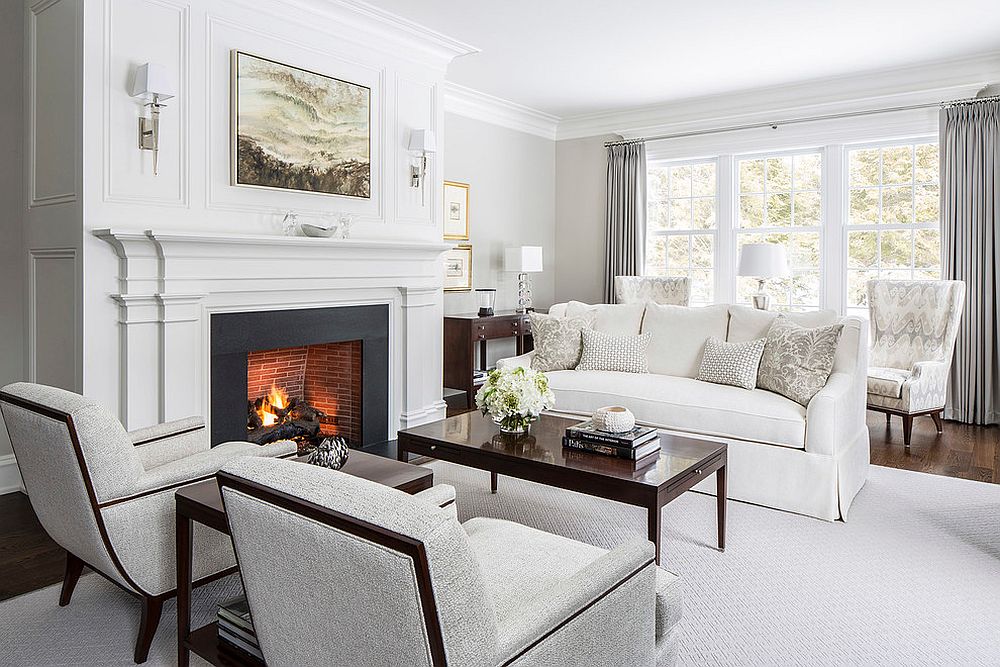 Light gray drapes for the living room in white