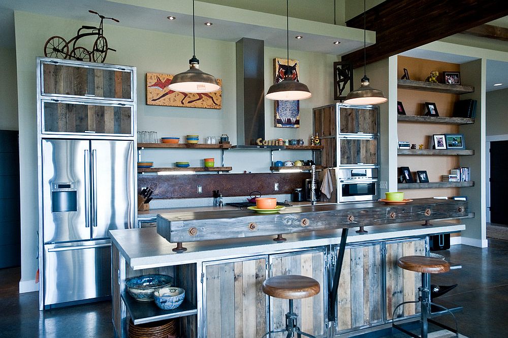 Metal and wood industrial style kitchen