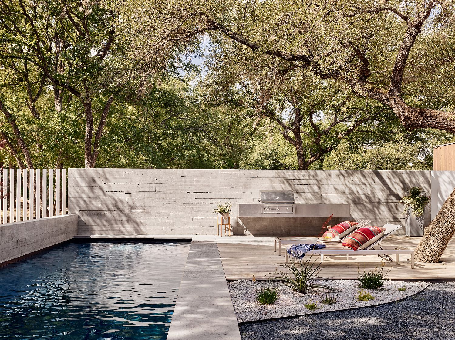 Pool area and outdoor hangout at the Sugar Shack Residence