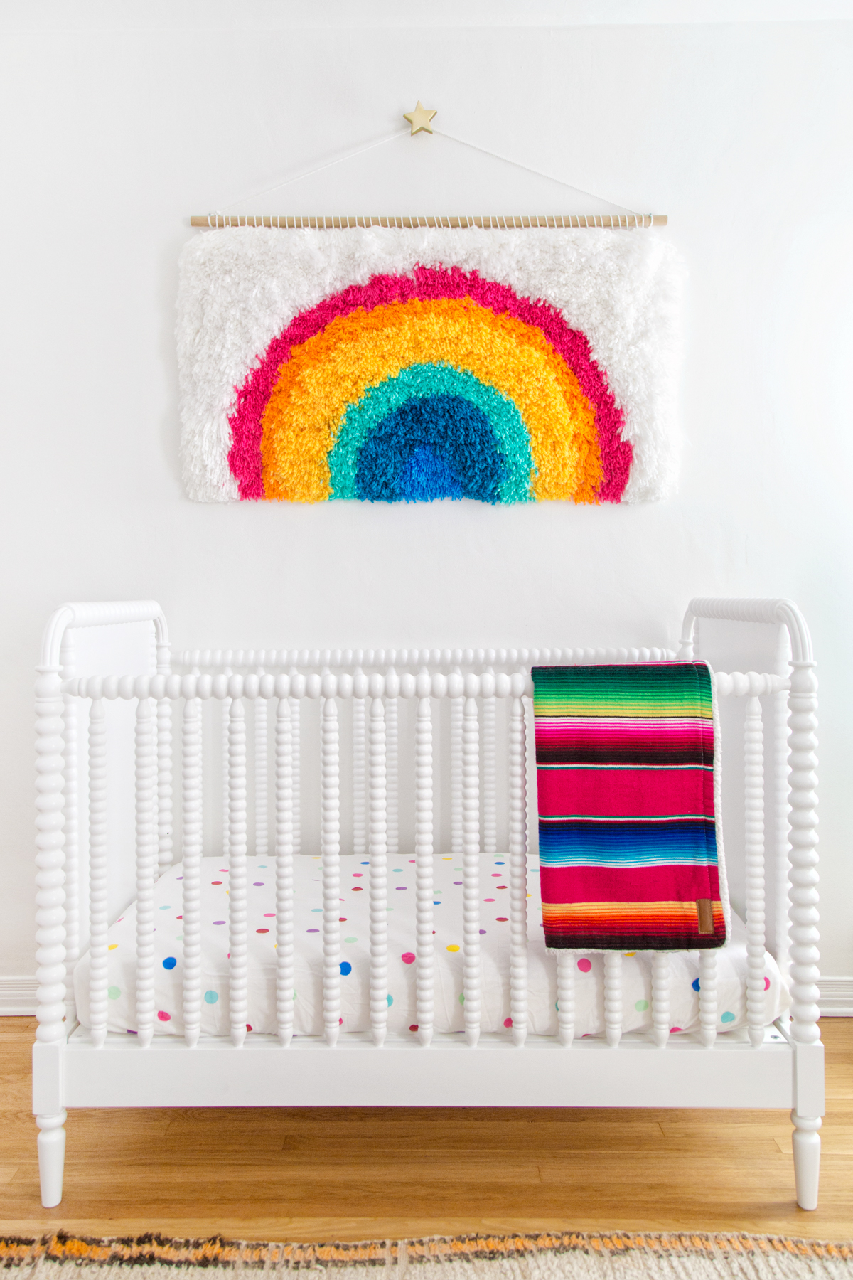 Rainbow latch hook wall hanging