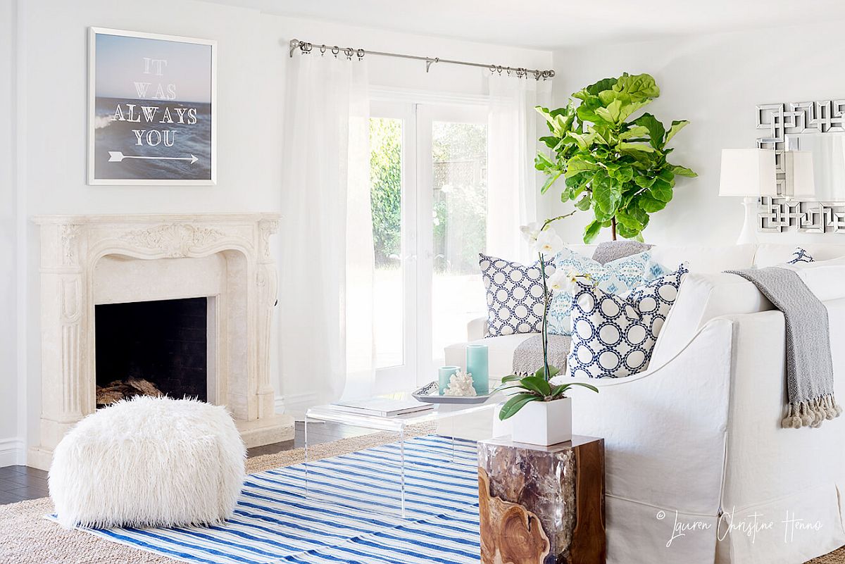 Summer cabana in white with blue accents and a natural vibe
