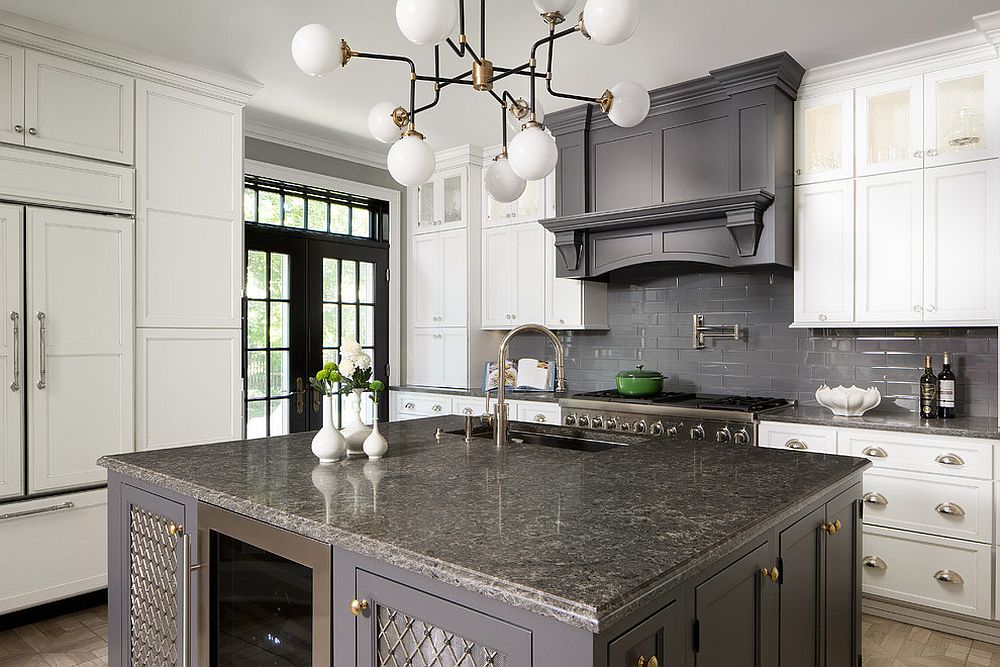Traditional kitchen in white and gray