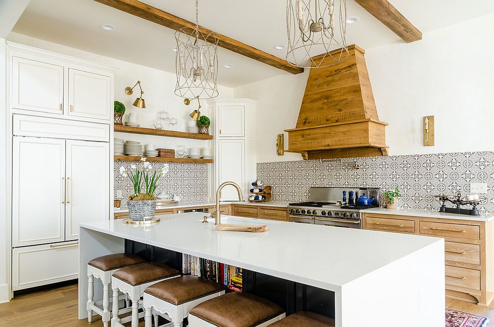 Wood and white is a popular choice in the farmhouse style kitchen