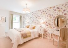 Bedroom-accent-wall-clad-in-floral-wallpaper-217x155