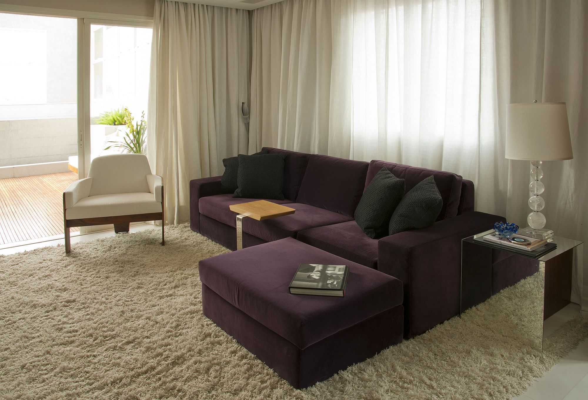 Comfy modern sectional in purple