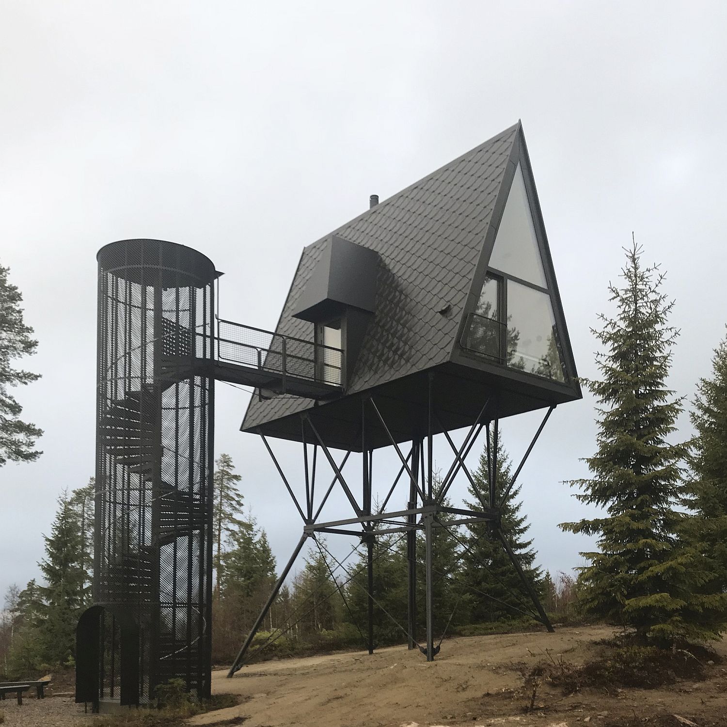 Classy and Reclusive Cabins on Stilts Take You into a Secluded Nordic Forest