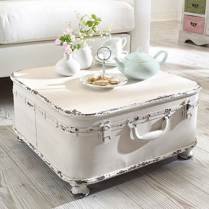 Covering-an-old-suitcase-in-white-makes-it-perfect-for-the-shabby-chic-living-room