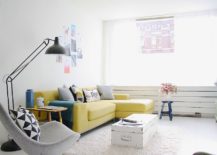 Eclectic-living-room-in-white-with-a-bright-yellow-couch-217x155