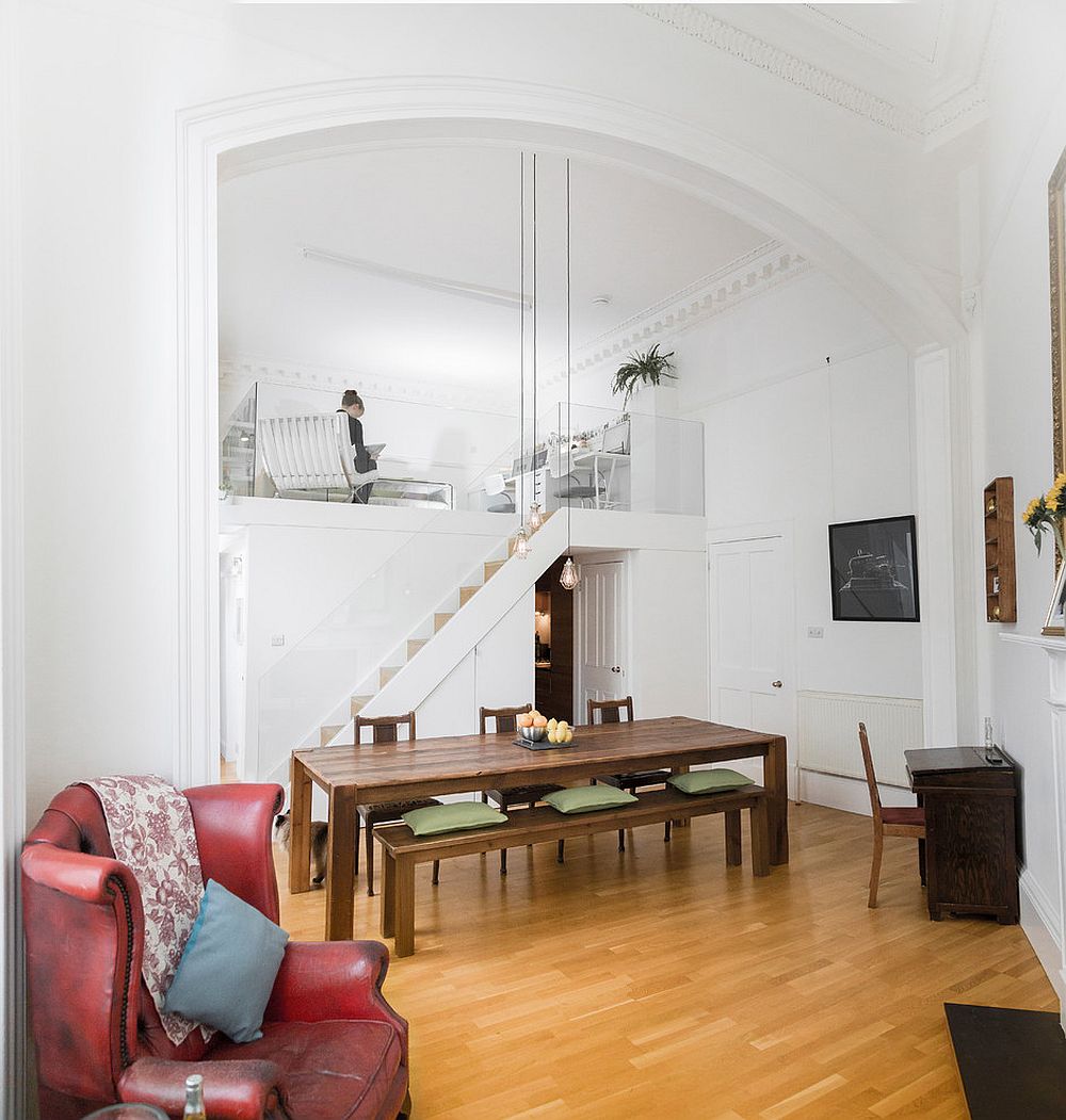 Fabulous mezzanine level of the apartment embraces a bit of classic Mediterranean charm