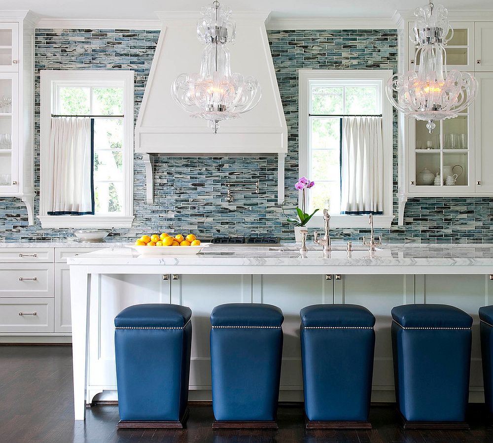 Blue and white online counter stools