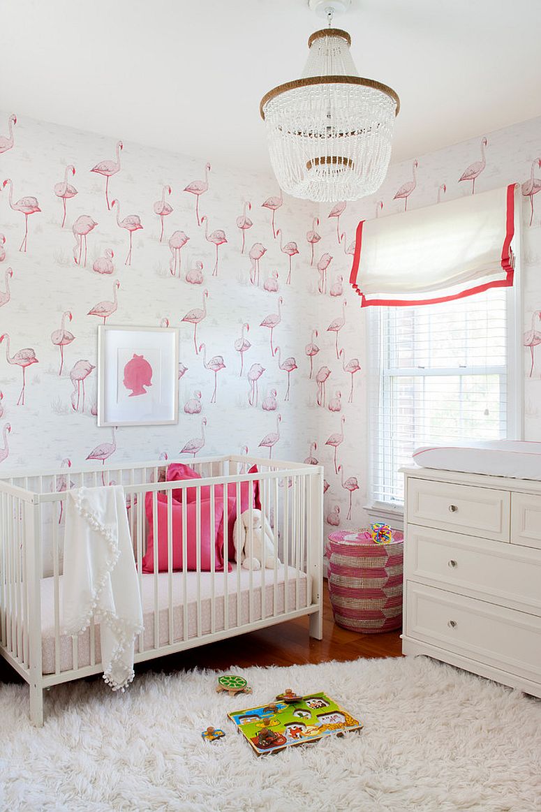 Flamingo pattern for the nursery that feels elegant and is perfect for the baby girl