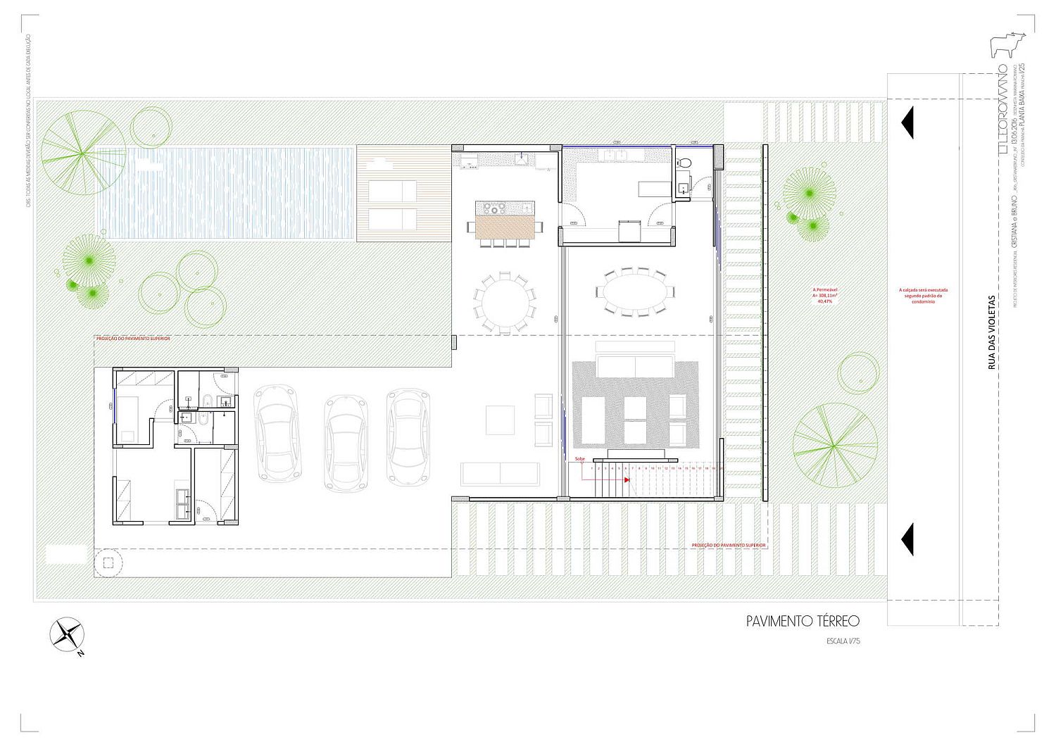 Floor plan of lower level of Brazilian home